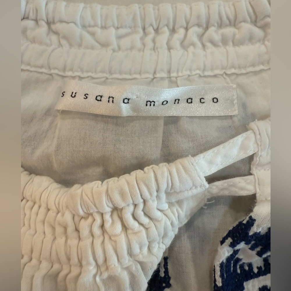 Susana Monaco White and Blue Dress - sz 4 - Picture 3 of 4